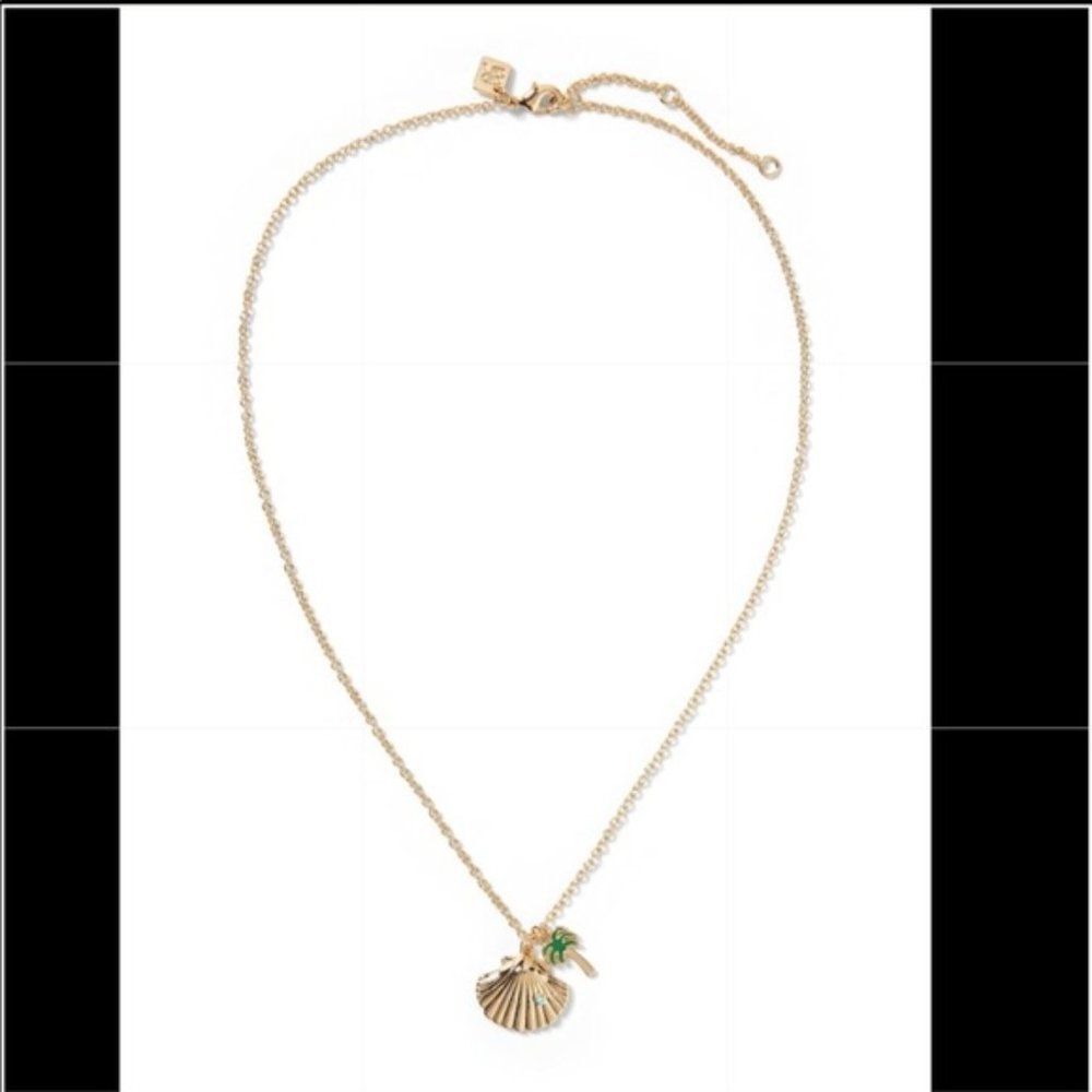 Banana Republic shell and palm tree charm Enamel Pendant necklace 50